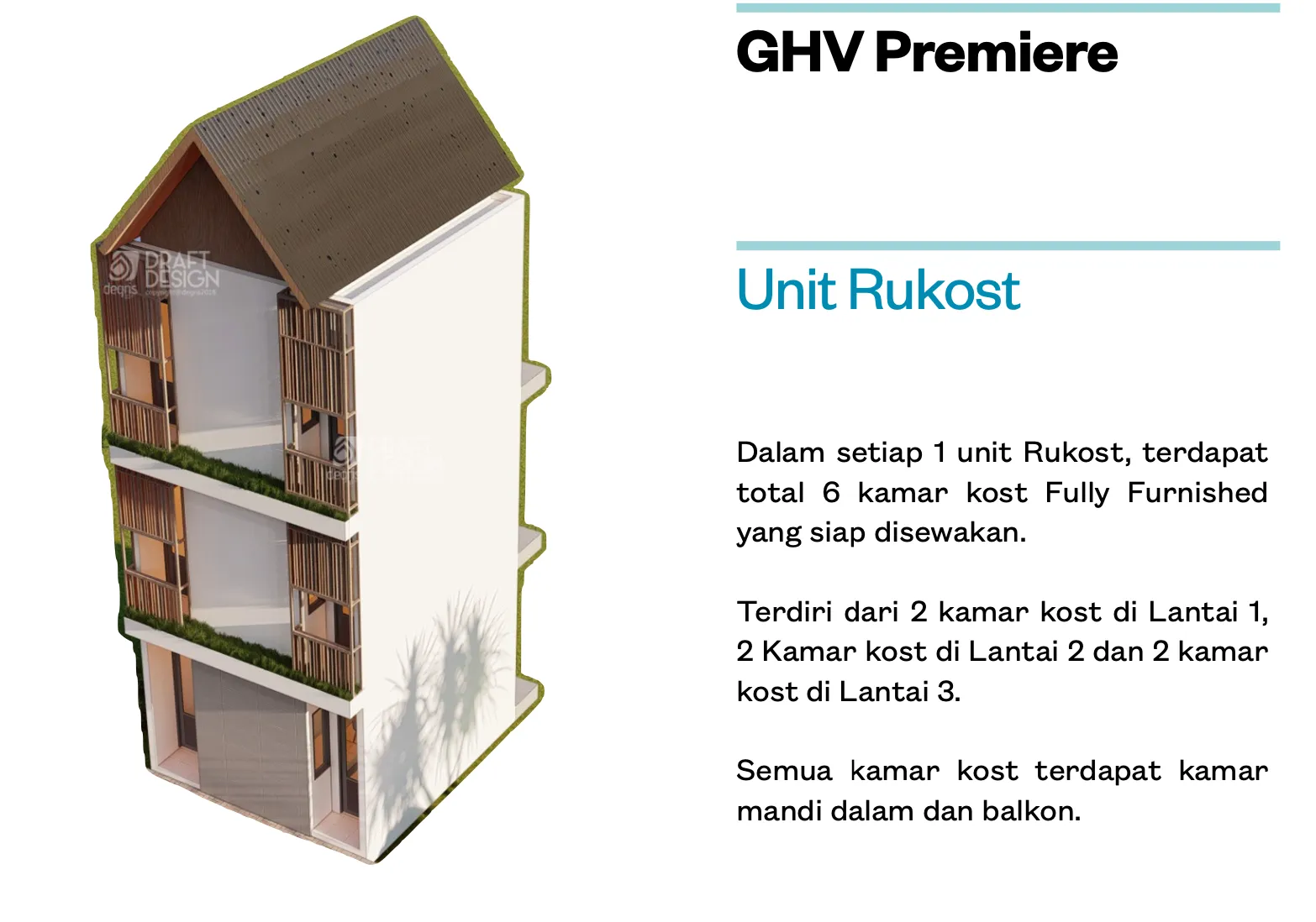 jual rumah kos ghv premiere